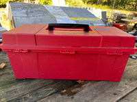 Red Plano Tackle/Tool Box w/a few items inside