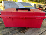 Red Plano Tackle/Tool Box w/a few items inside