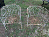 Vintage Metal Patio Chairs with Round Barrel Back