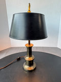 Small Brass Vintage Dual Light Lamp with Black Shade (WORKS)