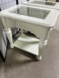 Pair of Cream Tone & Glass End Tables