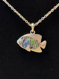 Silver Tone / Abalone Fish Necklace & Earring Set