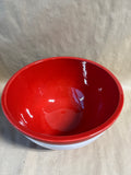 Crate & Barrel Red Mixing Bowl With White Stripe