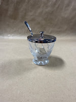 Clear Glass Jam Jar With Silver Plate Lid And Spoon
