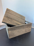 Rustic Weathered Gray Wooden Lidded Storage Crate