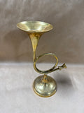 Brass French Horn Candle Stick Holder