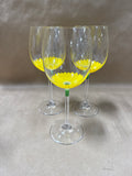 Set Of 3 Handpainted Sunflower Wine Glasses
