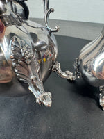 (D) Reed & Barton MCM Vintage Winthrop Silver Plate Small Creamer & Double Handled Sugar Bowl