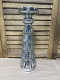 Mercury Glass Tree Pillar Candle Holder