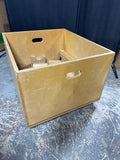 Hand Made Wooden Toy Box with Some Basic Blocks