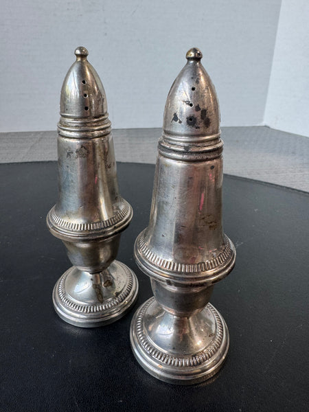 Pair of Crown Sterling Silver Weighted Salt & Pepper Shakers