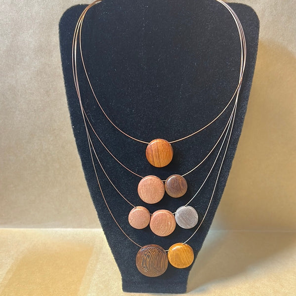 Wood Beads on Copper Tone Wire