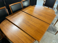 Mid Century Modern Style Dining Table with (2) Leaves and (8) Chairs