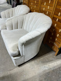 Pair of Barrel Chairs, Swivel and Rock, Cream/Off White Color Tone