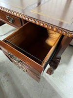 Leather Inlaid Chippendale Style Executive Desk