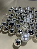 Silver Tone Plastic Ornament Lot, 45+ pieces