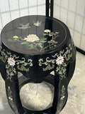 Chinoiserie Black Lacquer Garden Seat/Drum Stool