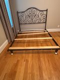 Queen Metal Headboard with Metal Frame and Wood Slats