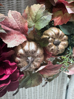 Faux Floral & Pumpkins Harvest Wreath