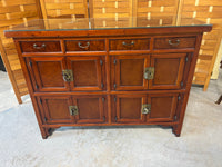 Asian Style Console Cabinet with Protective Glass