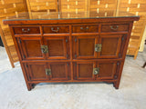 Asian Style Console Cabinet with Protective Glass