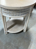 Oval Side Table with Rattan Accents
