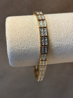 Sterling (Vermeil) Bracelet with Faux Diamonds - Square Links