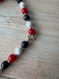 Red, White & Blue Long Beaded Necklace & Stretch Bracelet Set