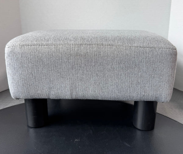 Gray Linen Ottoman with Plastic Feet