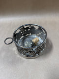 Heavy Silverplate Grape Wine Coaster With Matching Bottle Stopper