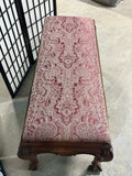 Paisley Upholstered Bench with Carved Legs