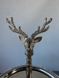 Globe Exports Corporation India 2 Tier Silver Tone Deer Server with Rhinestone Accents