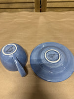 (A) Blue Pottery Barn Mug And Saucer