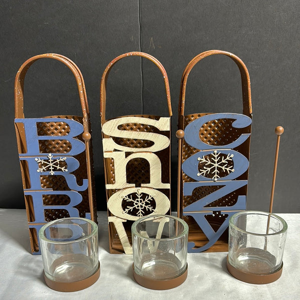 Trio Of Winter Candle Holders