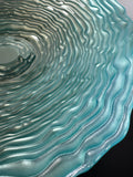 Large Iridescent Turquoise Reverse Painted Wave Centerpiece Bowl