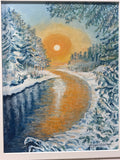 “Winter Moon” Original Painting by Local Artist Ginger Olsen; Signed