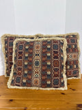 Southwestern Aztec Tapestry Throw Pillows With Fringe - 3 Pieces (B)