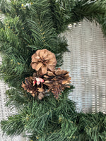 Small Faux Fir Wreath with Cream Colored Bow