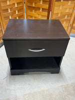 Particle Board Night Stand, dark brown, cardboard backing