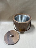 Wooden Mid Century Style Ice Bucket With Rose Gold Hardware