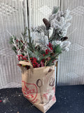 Assorted Lot of Christmas Garland, Candle Rings & Floral Stems