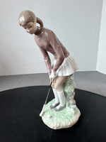 (B) Lladro Spain #4851 Woman Golfer Porcelain Figurine