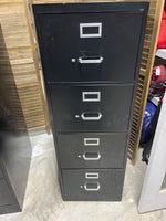 B- Black Metal File Cabinet with Four Drawers