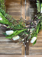 White Tulip Greenery Wreath
