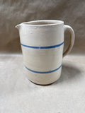 Pottery Pitcher With Blue Stripes