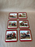 English Fox Hunting Cork Back Coasters - Set Of 6