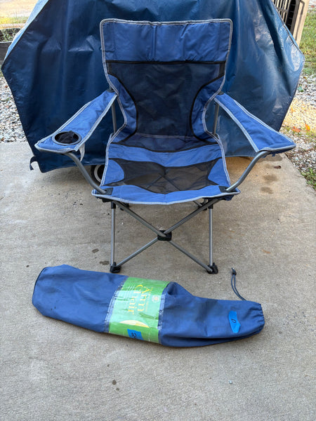 D-Folding Canvas and Mesh Arm Chair w/Carry Bag