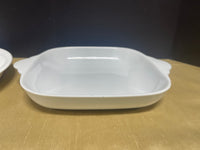 Corning Ware 9” Pie Plate and White (Unbranded) 8.5” Square Baking Dish