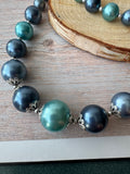 Faux Blue Pearl Vintage Necklace & Bracelet Set