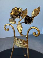 Italian Gilt Floral Tole Metal Scroll Easel